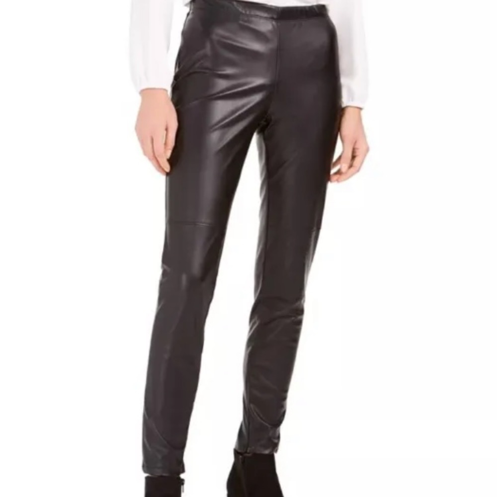 Bar III Faux Leather Leggings, size L, black
